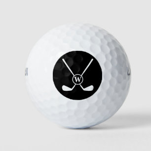Sporty Golf Clubs Monogram Illustration White Golfball