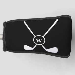 Sporty Golf Clubs Monogram Illustration White Headcover