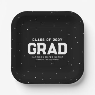 Sporty grad Athlete schwarzer personalisierter Abs Pappteller