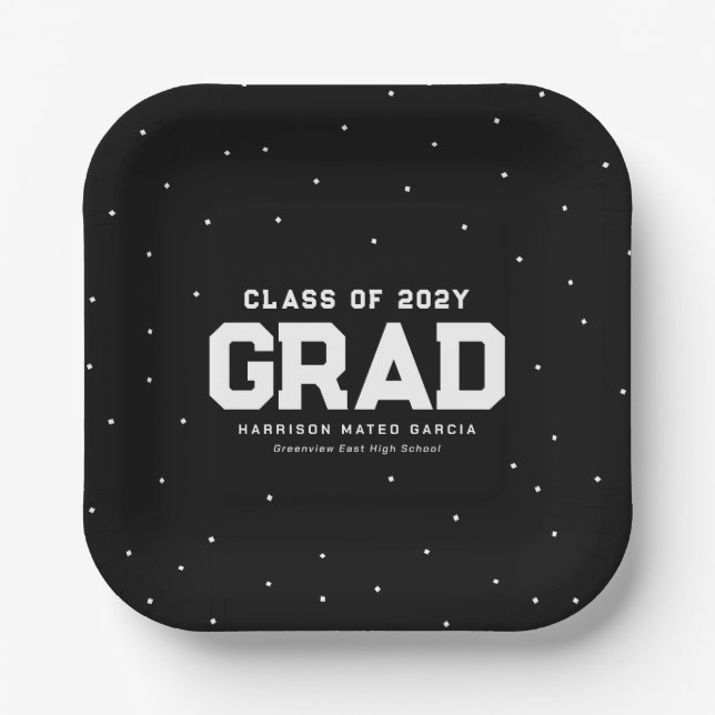 Sporty grad Athlete schwarzer personalisierter Abs Pappteller (Vorderseite)