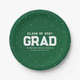 Sporty grad Sportlergrün personalisierter Abschlus Pappteller