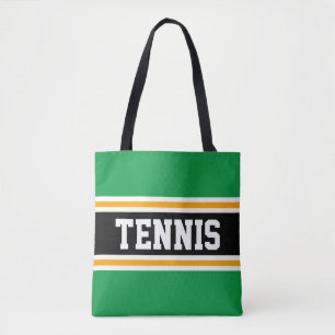 Sporty Green Black Yellow TENNIS Racing Stripes Tasche