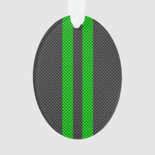 Sporty Green Carbon Fibre Racing Stripes Ornament