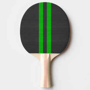 Sporty Green Carbon Fibre Racing Stripes Tischtennis Schläger