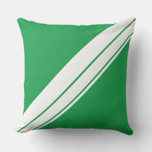 Sporty Kelly Green White Diagonal Rennstreifen Kissen