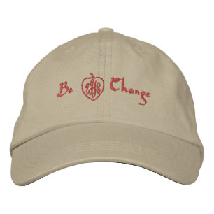 Sporty Khaki 'Be the Change' Bestickte Baseballkappe