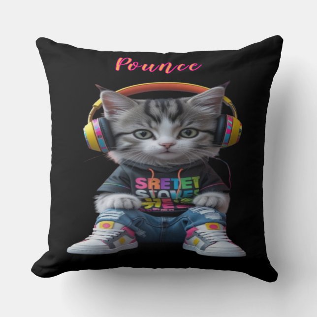 Sporty Kitten Throw Kissen - Niedlicher, spieleris (Vorderseite)