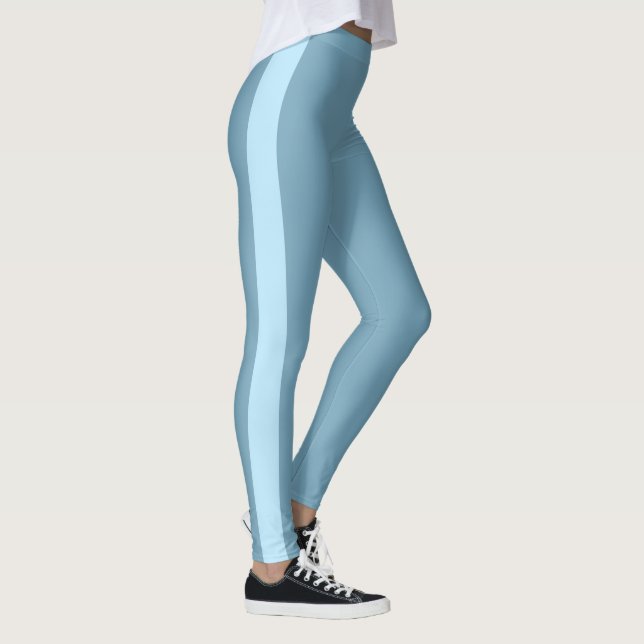 Sporty Light Blue monochrome vertikale Band Leggings (Rechts)