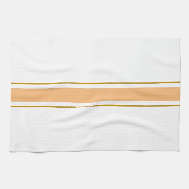Sporty Light Orange Brown White Racing Streifen Geschirrtuch (Horizontal)
