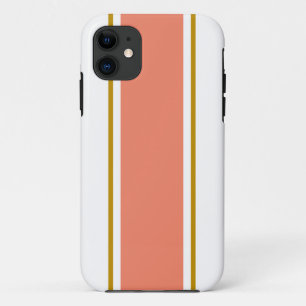 Sporty Light Orange Racing Streifen auf Weiß Case-Mate iPhone Hülle