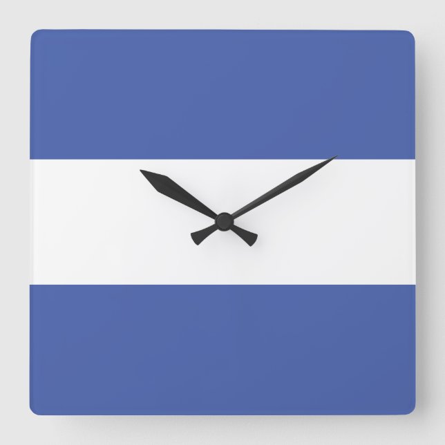Sporty Modern Blue White Wide Nautical Stripes Quadratische Wanduhr (Vorderseite)
