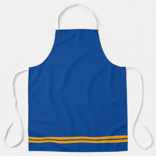 Sporty Navy Blue Golden Yellow Hem Racing Stripes Schürze