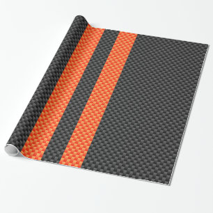 Sporty Orange Streifen auf Kohlenstofffaser wie Pr Geschenkpapier