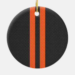 Sporty Orange Stripes Carbon Style Print Keramikornament