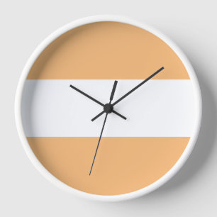 Sporty Peach Orange White Wide Nautical Stripes Uhr