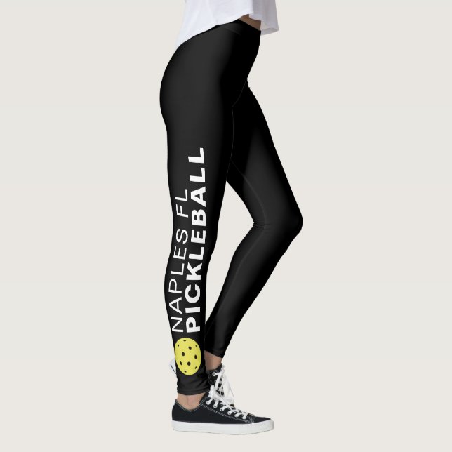 Sporty Pickleball Custom Town Team Name Black Leggings (Rechts)