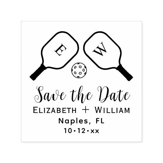 Sporty Pickleball Paddles und Ball Save the Date Permastempel (Design)