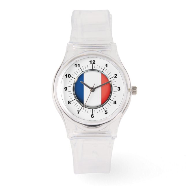 Sporty Pink Silicon Watch - Die französische Flagg Armbanduhr (Vorderseite)