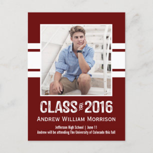 Sporty Prep Abschluss Foto Class 2016 Einladungspostkarte