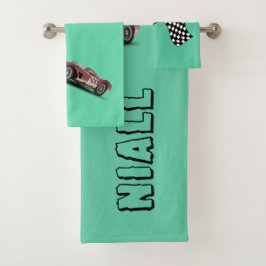 Sporty Race Car Personalisiert Badhandtuch Set