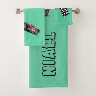 Sporty Race Car Personalisiert Badhandtuch Set