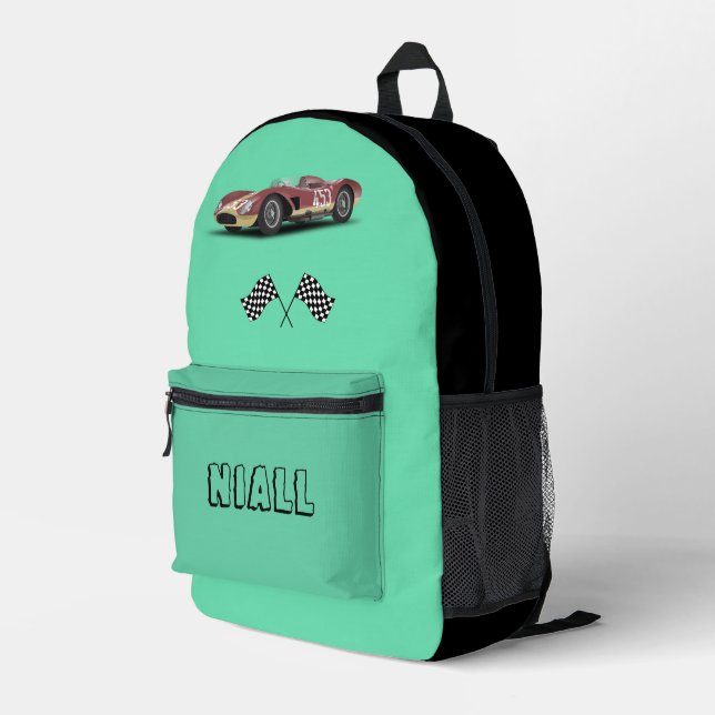 Sporty Race Car Personalisiert Bedruckter Rucksack (Rückseitige Ecke Rechts)
