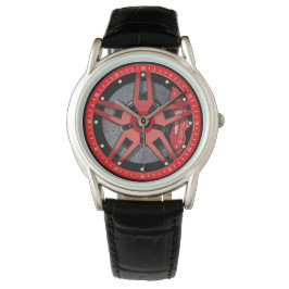 Sporty Red Wheels Rims Racing Design Armbanduhr