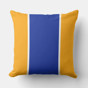 Sporty Royal Blue White Bold Gelb Rennstreifen Kissen