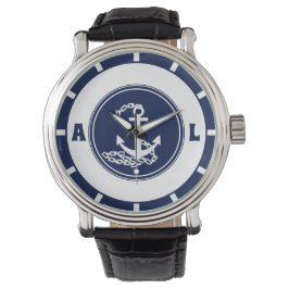 Sporty Sailor Style, Custom Initials, Nautical Armbanduhr