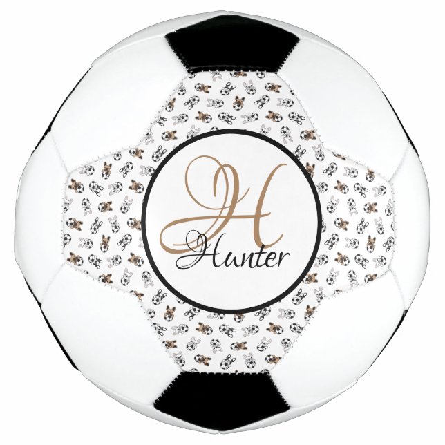 Sporty Soccer Puppies Mit Monogramm Fußball (Vorderseite)