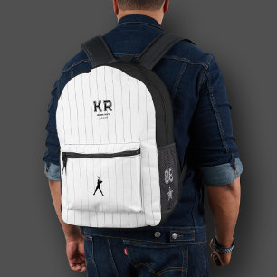 Sporty Stylish Baseball Schwarz-weiß Stripes Bedruckter Rucksack