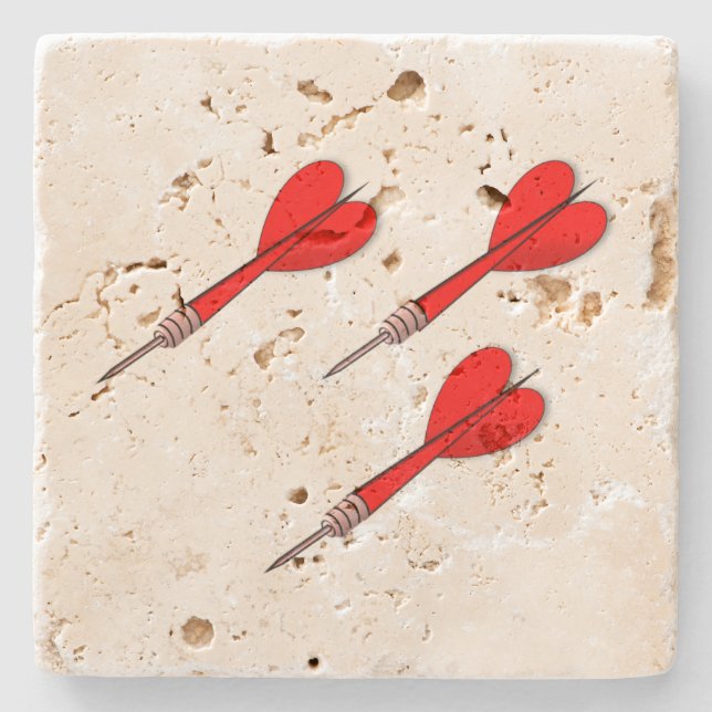 Sporty Three Red Darts Stone Untersetzer (Vorderseite)