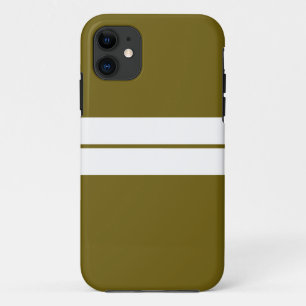 Sporty Twin White Racing Stripes Olive Hintergrund Case-Mate iPhone Hülle