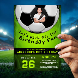 Sporty Vibrant Green Custom Photo Birthday  Einladung
