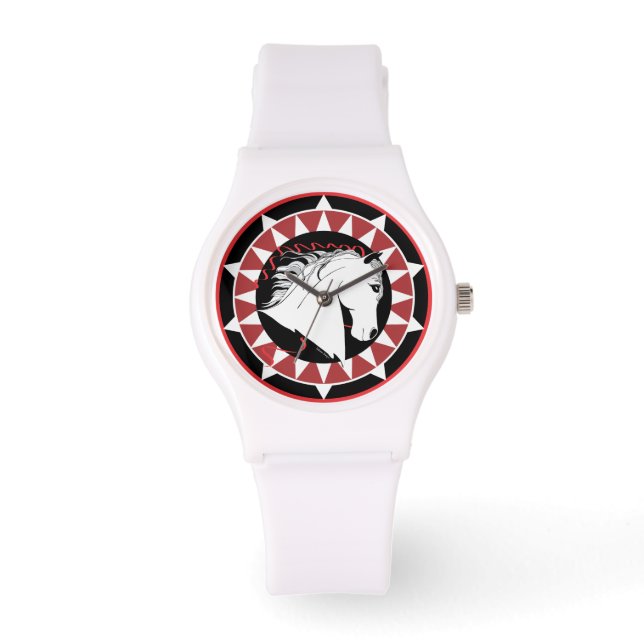 Sporty White Stallion Watch Armbanduhr (Vorderseite)