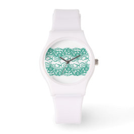 Sporty White Watch mit Aquamariner Lace-Face Armbanduhr