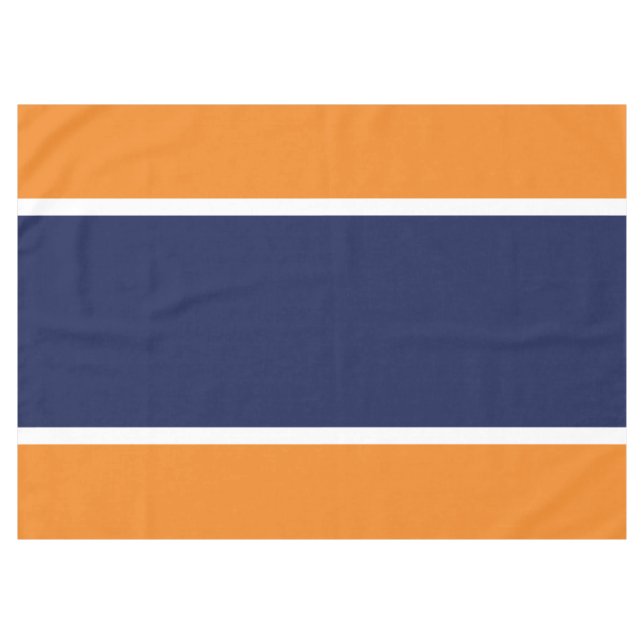 Sporty Wide Navy Blaue Streifen auf Orange Tischdecke (Vorderseite (Horizontal))