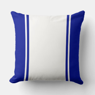 Sporty Wide Royal Navy Blaue Streifen Kissen
