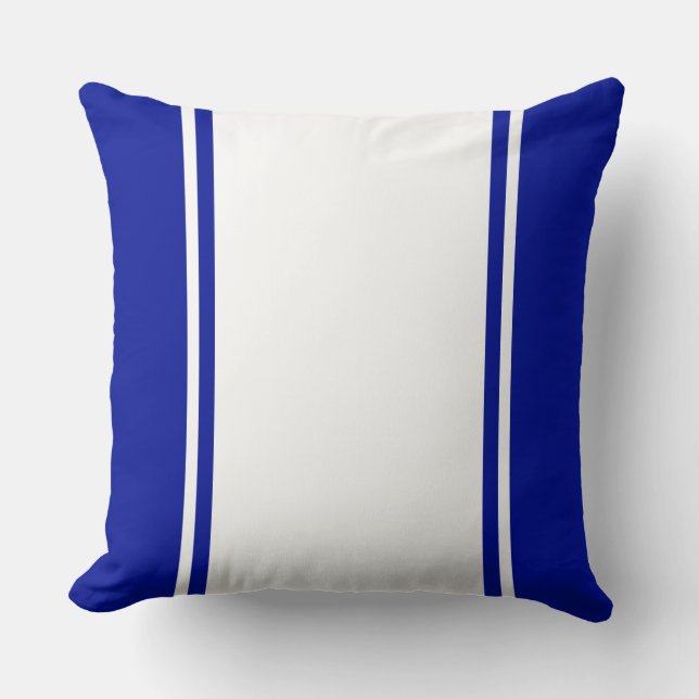 Sporty Wide Royal Navy Blaue Streifen Kissen (Vorderseite)