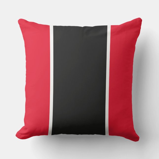 Sporty Wide Schwarz-weiß Stripes Bright Red Edges Kissen (Vorderseite)