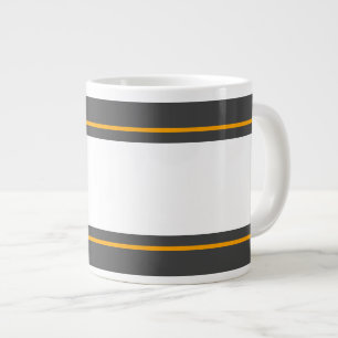 Sporty Wide White Orange Dunkelgrau Racing Streife Jumbo-Tasse
