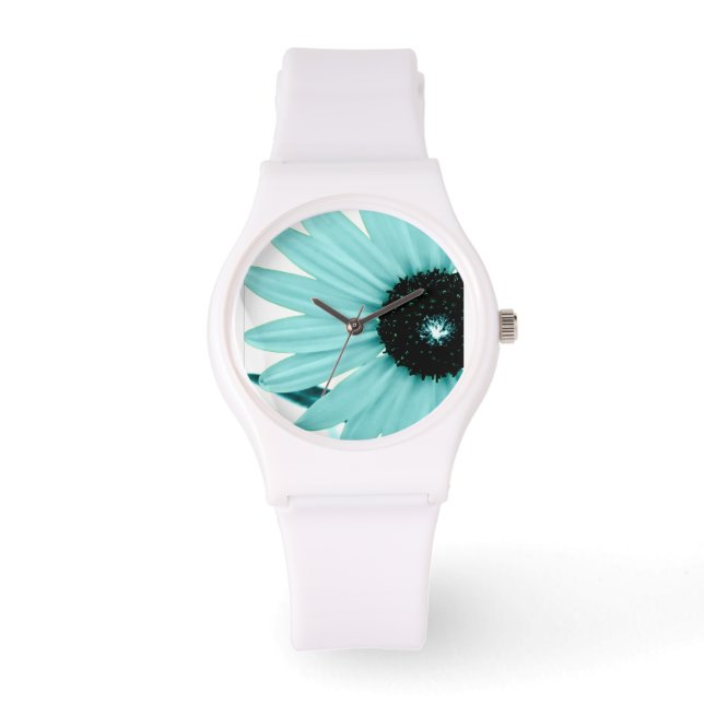 Sporty Woman's Watch-Aquamarine Sonnenblumenbrand Armbanduhr (Vorderseite)