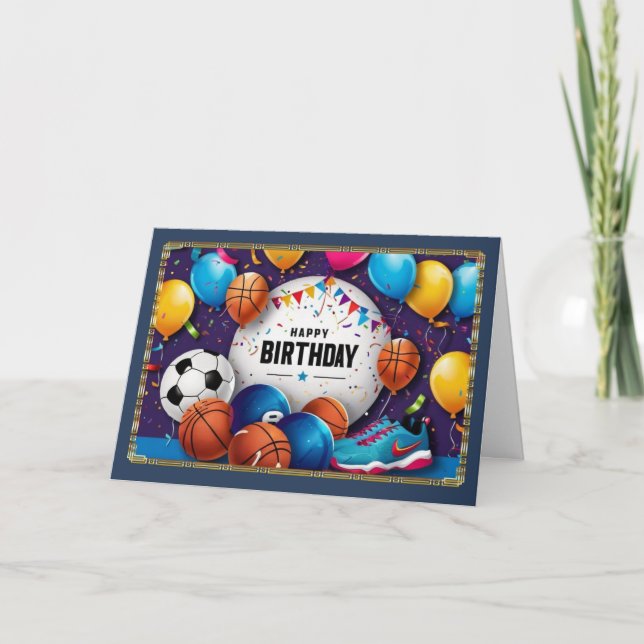 Sporty Young Boy's Birthday Card Karte (Vorderseite)