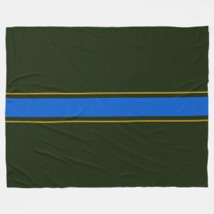 SportyBold Retro Forest Green Blue Racing Streifen Fleecedecke