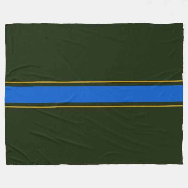 SportyBold Retro Forest Green Blue Racing Streifen Fleecedecke (Vorderseite (Horizontal))