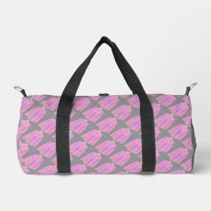Sportym mit rosa Jacket auf Reisen grau Duffle Bag