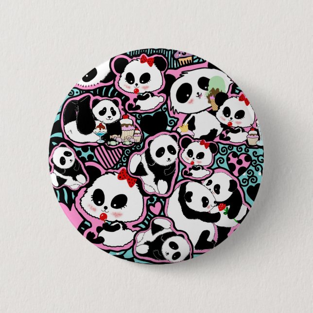Spot den Panda! Panda Doodles Button (Vorderseite)