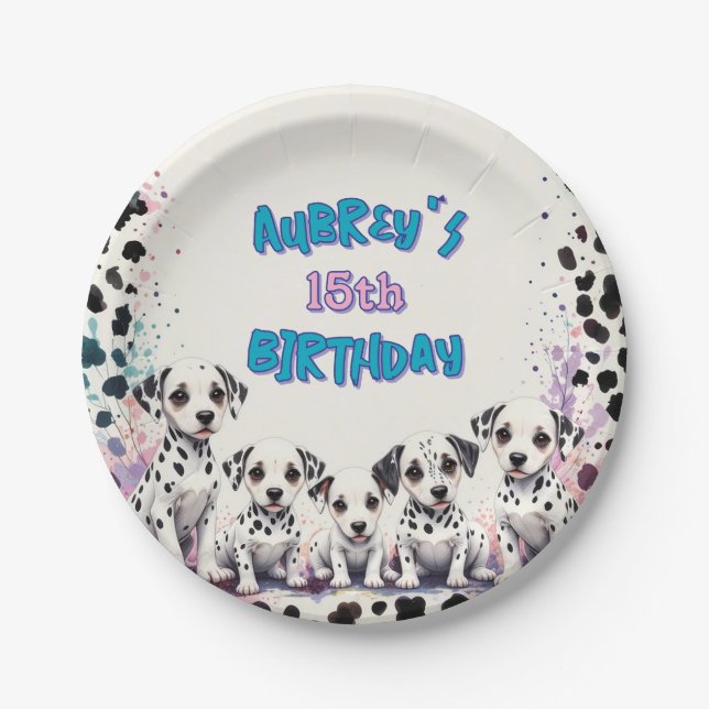 Spot-tacular Dalmatian Puppy Birthday Party Pappteller (Vorderseite)
