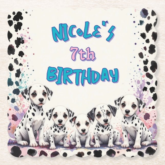 Spot-tacular Dalmatian Puppy Birthday Party Untersetzer (Vorderseite)