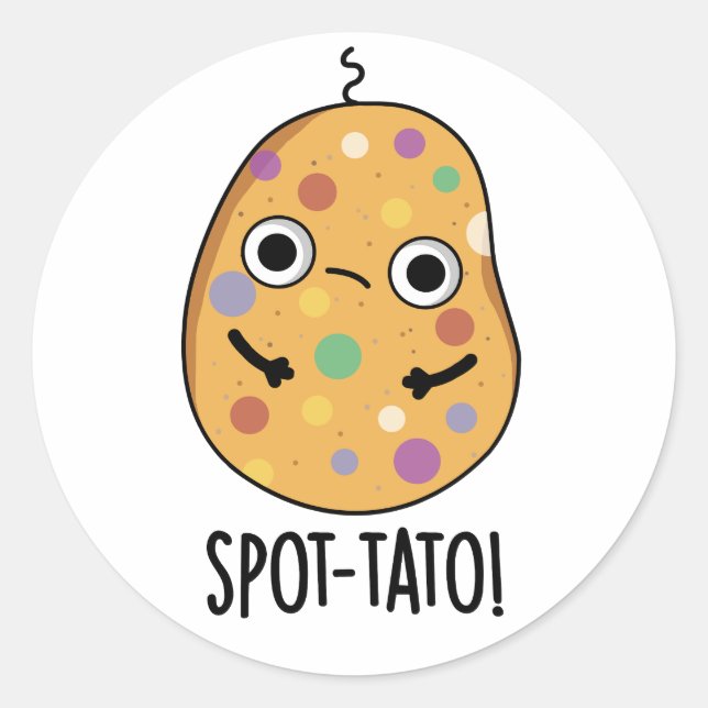 Spot-tato Funny Potato Pun Runder Aufkleber (Vorderseite)